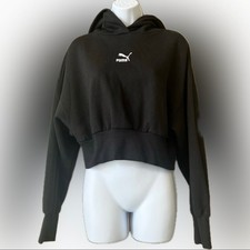 Puma black cropped hoodie hooded sweatshirt NWOT super cute L