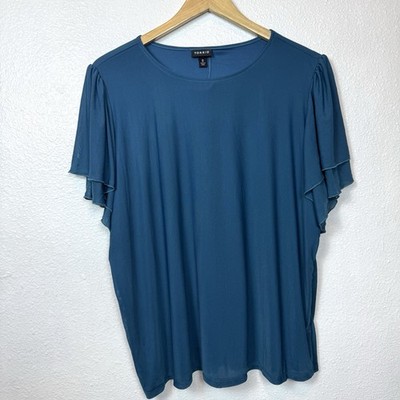 New Torrid Stretch Challis Double Flutter Sleeve Top Women s Large Legion Blue