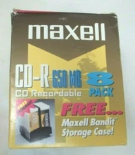 Vintage MAXELL~CD-R 8 Pack CD Recordable 650 MB W/Free Storage Case-Sealed