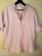 Weatherproof Vintage Linen Cotton Shirt Men's XL Pink Button Down Preppy 2330
