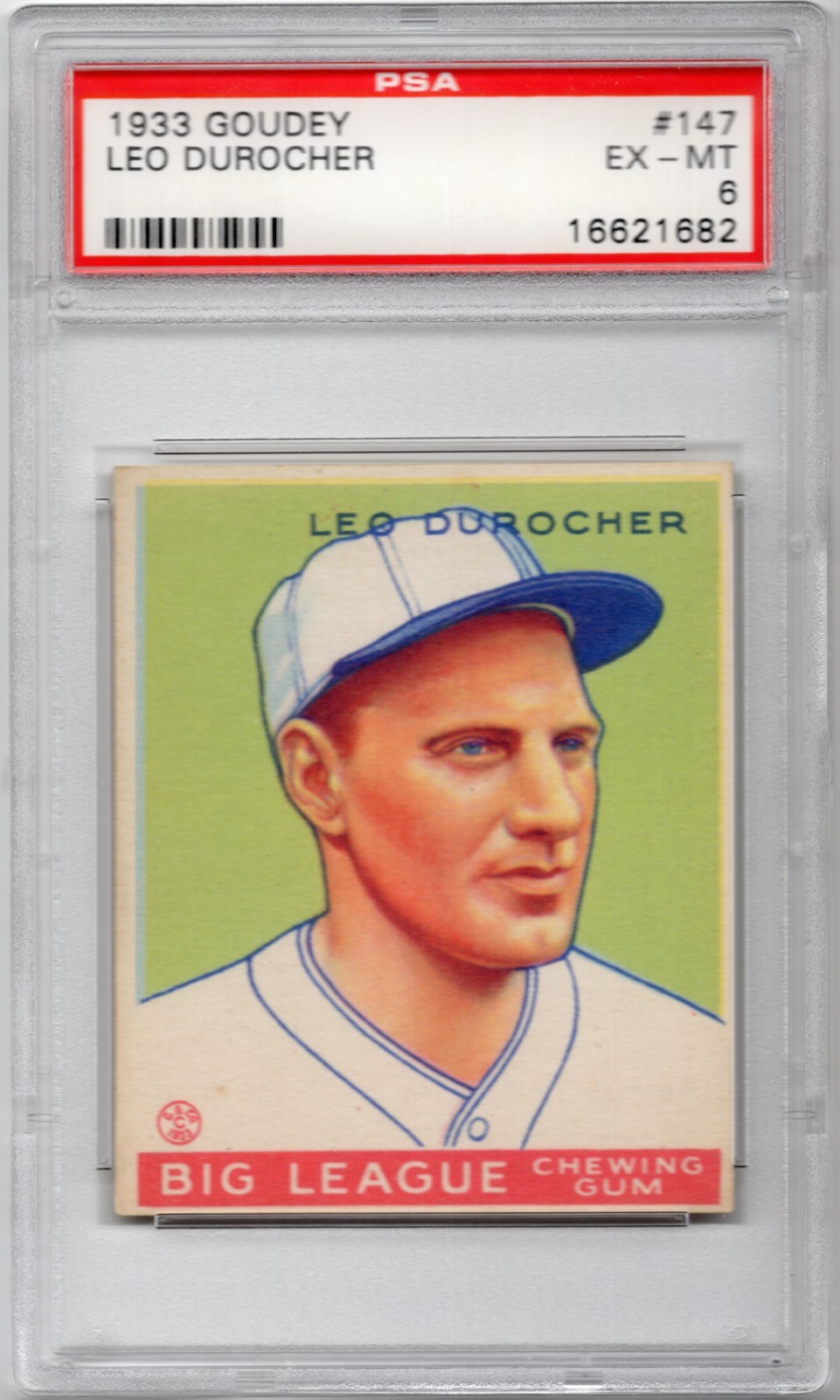 1933 Goudey Leo Durocher #147 PSA 6 EX-MT Vintage Baseball Card St. Louis Cards view 1