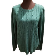 White Stag Teal Green Cable Knit Sweater XL Plus Size Acrylic Long Sleeve