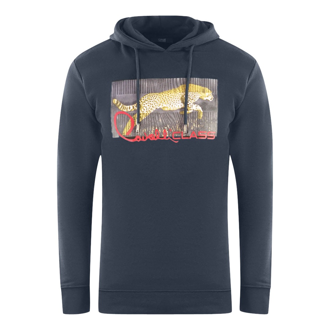 Темно-синяя толстовка с леопардовым логотипом Cavalli Class Sprinting 20090₽