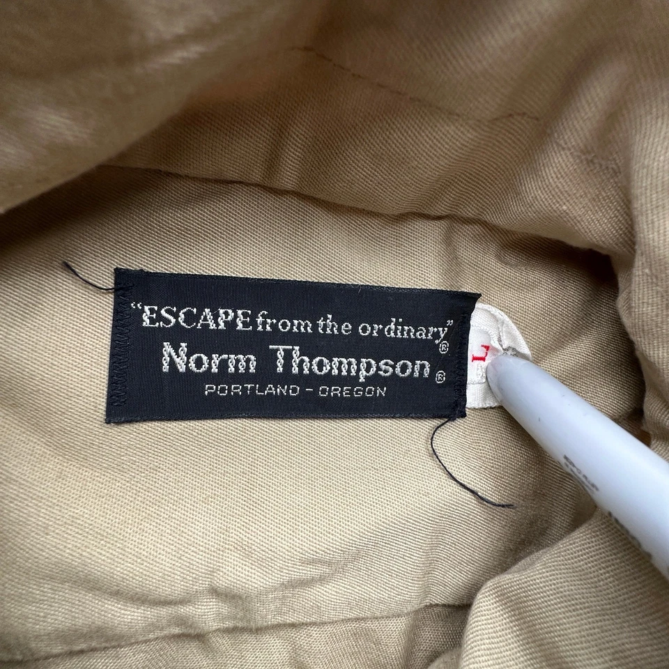 Camisa De Colección Años 70 80 Norm Thompson Sarga Safari Abotonada Hombres Grande Marrón Caqui Foto 2 de 4