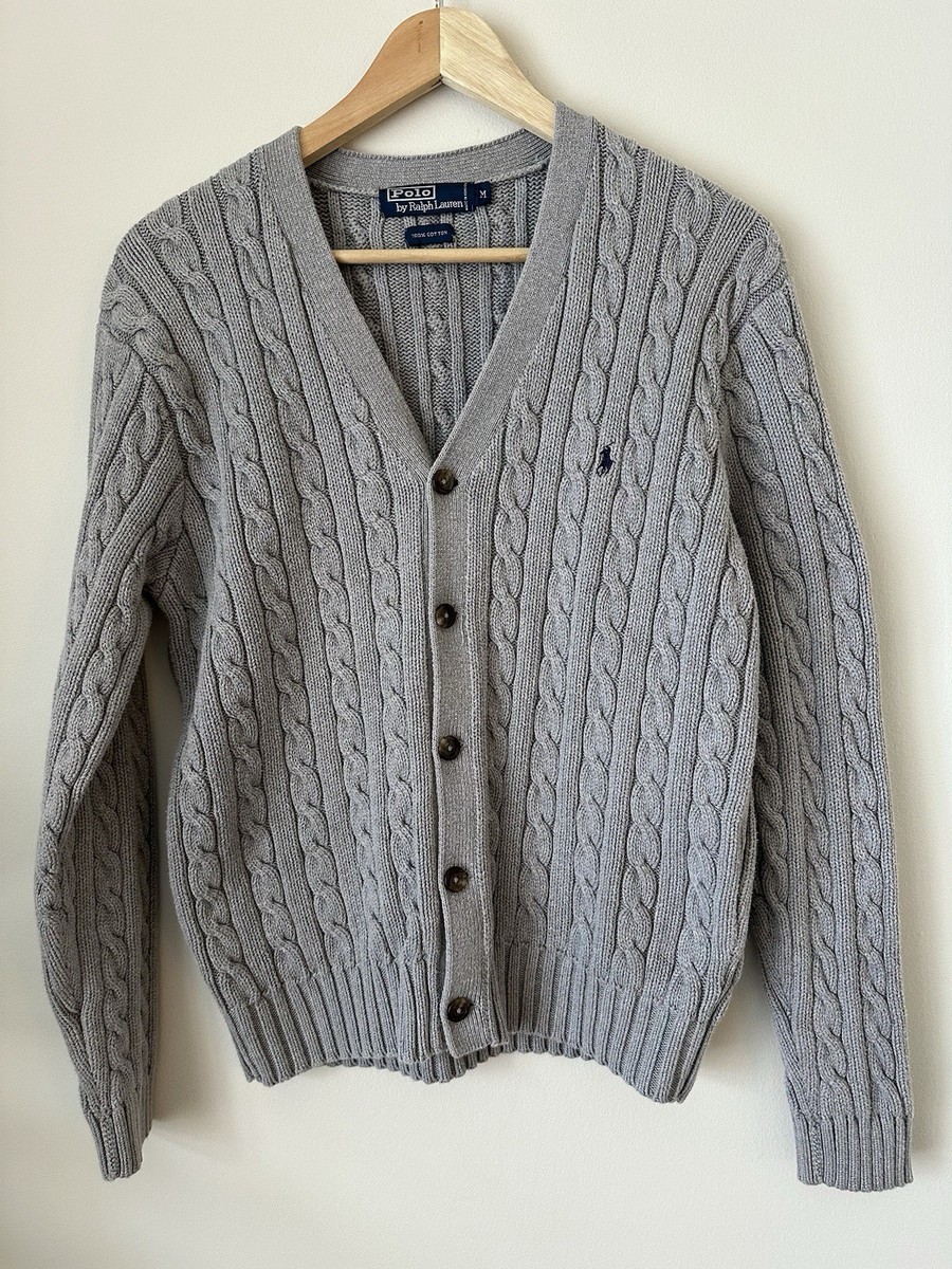 VTG 90s Ralph Lauren Cable Knit Cardigan Old Money Winter Staple