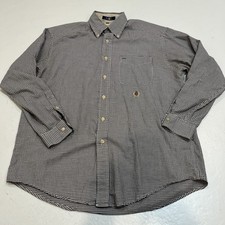 Vtg Tommy Hilfiger Crest Button Front Long Sleeve Plaid Shirt Size M