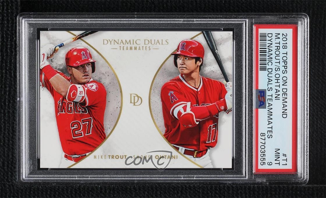 2018 Topps On Demand Dynamic Duals Mike Trout Shohei Ohtani PSA 9 Rookie RC