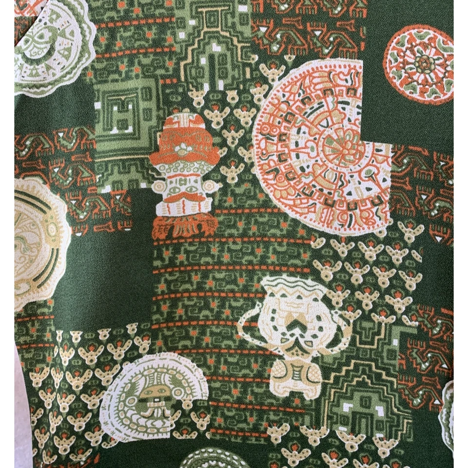 Camisa De Colección Años 70 Sears Para Hombres Estampado Tiki Talla M Art Deco Daggar Grunge Rockabilly Disco Foto 4 de 4