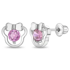 Miss Mouse Baby / Toddler / Kids Earrings Screw Back - Sterling Silver