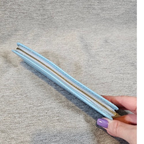 Kit da cucire vintage anni 60 Griffon Co in pelle blu custodia zip forbici made W Germany - Foto 5 di 5