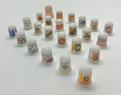 Collection Of 24 Thimbles. Bon Ami, Morton Salt, Campbells, Sunkist, Borax,Hills