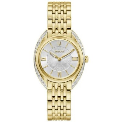 NEW Bulova 98R298 Classic Gold Diamond Stainless Steel Quartz Ladies Watch