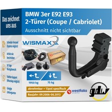 ANHÄNGERKUPPLUNG für BMW 3er E92 E93 06-13 ver. abnehmbar GDW +13pol E-Satz SPEZ