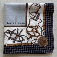 VTG Handkerchief Cotton Border Houndstooth Equestrian Bridle Pocket Square 18" M