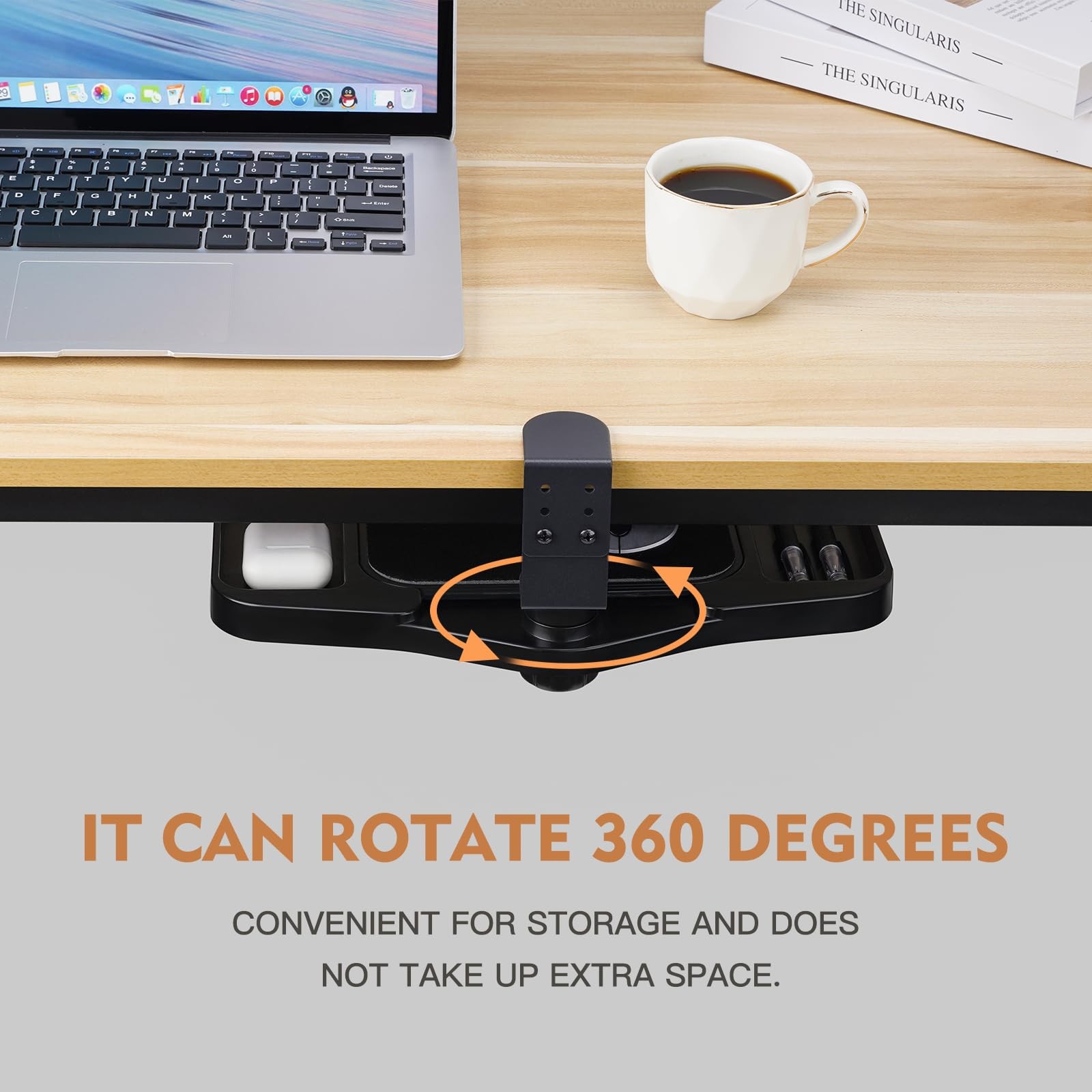 ClampOn Mouse Pad Holder Platform Adjustable Under Desk Rotating Tray ...