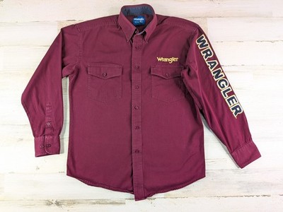 Vintage Wrangler Shirt Mens Large Embroidered Spellout Button Down Rodeo Cowboy*