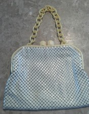 Vintage 1940s Whiting Davis Alumesh White Handbag Lucite Handle