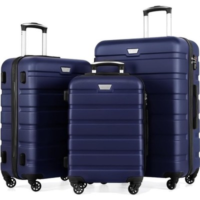 Fashionable Koffer-Set, 3-teilig, Hybrid-Schale, 360° Spinner-Räder, Dunkelblau