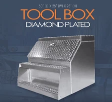 30″ Aluminum Diamond Plate Step Toolbox Peterbilt Volvo Freightliner Kenworth