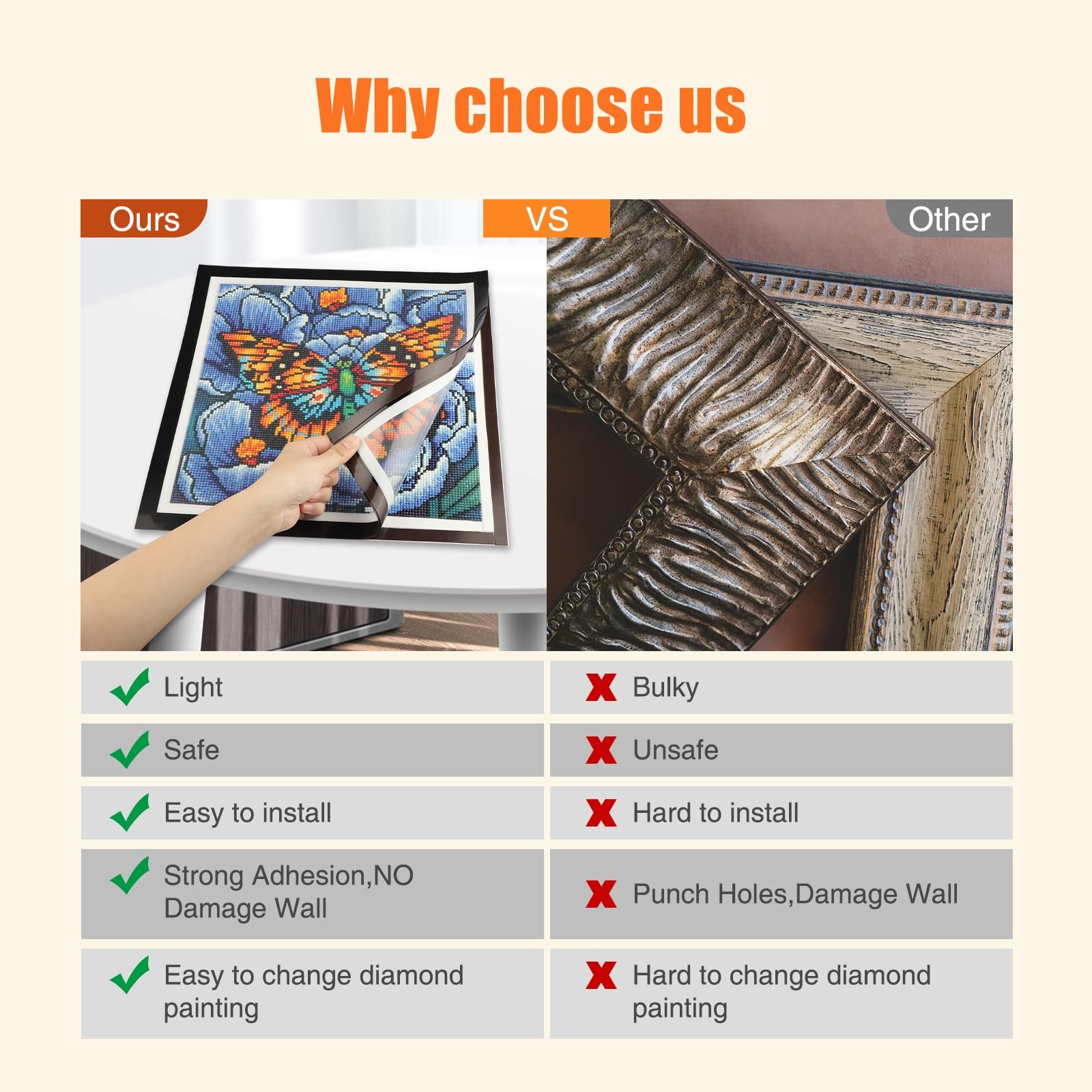 NAIMOER Upgraded 2-Pack Diamond Painting Frames for 35x35cm Art - Black Magnetic