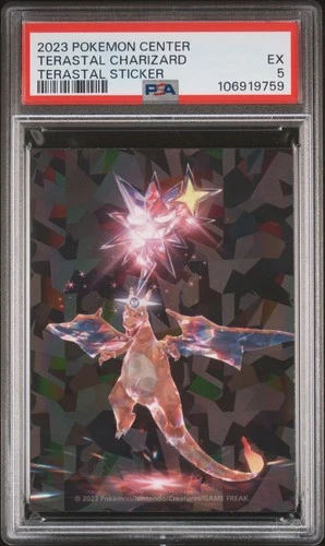 2023 POKEMON CENTER TERASTAL STICKER TERASTAL CHARIZARD PSA 5