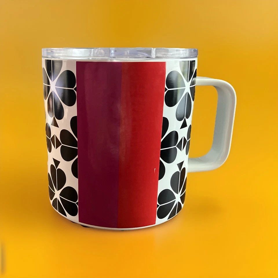 TAZA DE VIAJE KATE SPADE Taza Nueva York Acero Inoxidable Palas FRÍO CALIENTE 16 Onzas ¡NUEVA! Foto 4 de 4