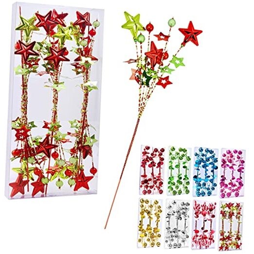17-Inch Red Green White Christmas Tree Beaded Sequin Garland Decor