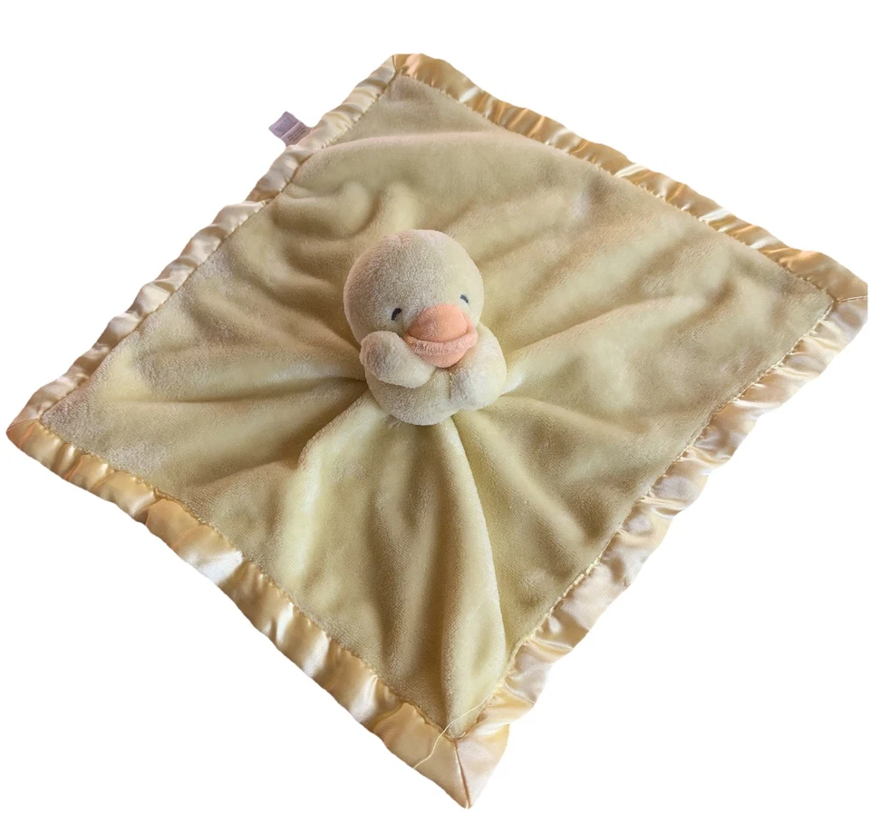 Manta de seguridad para bebé de felpa satinada terciopelo pato amarillo Carters juguete Lovey Foto 3 de 4