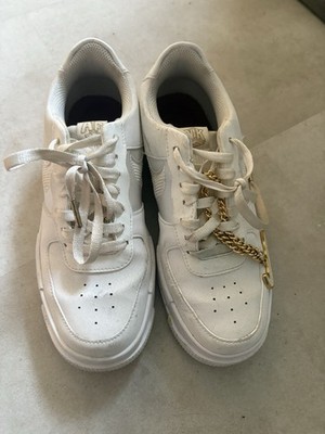 Nike Air Force 1 Low Pixel Grey Gold Chain Größe 38 Damen Sneaker Limited Resell