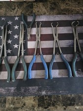 6pc Cornwell Plier Set Used Blue Handle Hose Clamp Pliers
