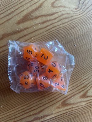 Orange GITD Dice Set Poly RPG DND Dungeons & Dragons AD&D 7 Dice Total 14