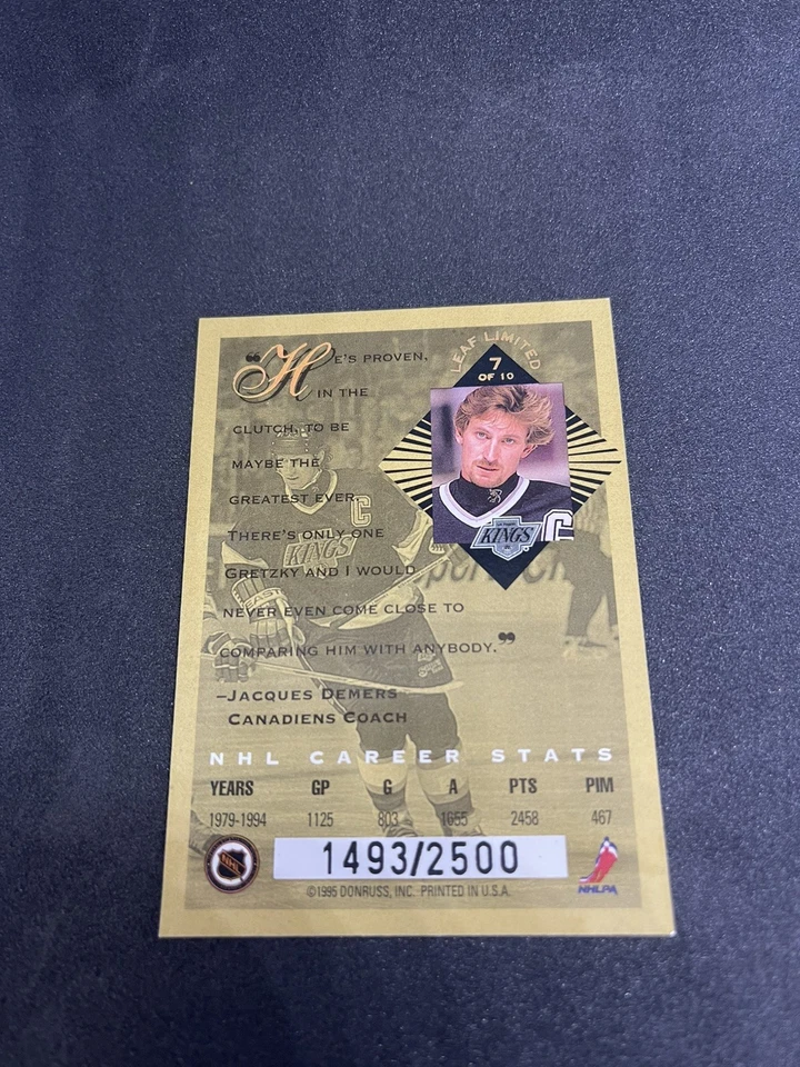 1994-95 Leaf Limited Gold #7 Wayne Gretzky /2500 - Image 2 of 2