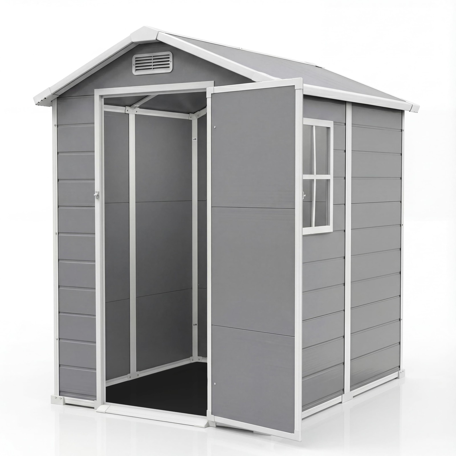 Durable Waterproof Resin Garden Shed Storage 4x6FT w/Floor Window Lockable Door