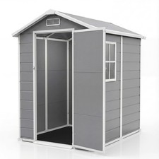 Durable Waterproof Resin Garden Shed Storage 4x6FT w/Floor Window Lockable Door