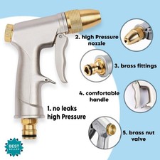 High Pressure Water Spray Gun Brass Nozzle | Heavy Duty Hose Sprayer for Car Was