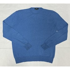 J Crew Men's Sweater Large Blue Cotton Cashmere Blend Crewneck Pullover EUC