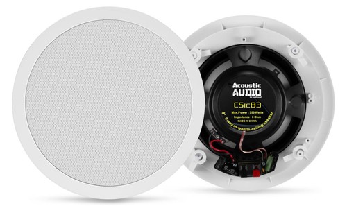 Acoustic Audio CSic83 8” Woofer 3-Way In Ceiling Home Theater Speaker - White