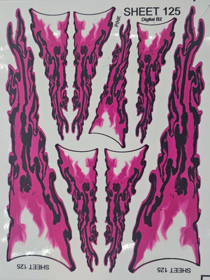 Clear Vinyl Sticker Sheet 125 DEEP PINK FLAMES-R/C MODEL PEEL Decals1/8-1/10th