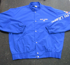 Blue Vtg 90s Polo Sport Ralph Lauren jacket with white “RL” logo and USA Made label on inner collar.
