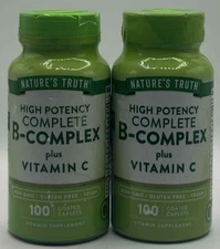 2PK Nature's Truth Complete B Complex + Vitamin C ~ 100 COATED TABLETS~EXP 4/27+