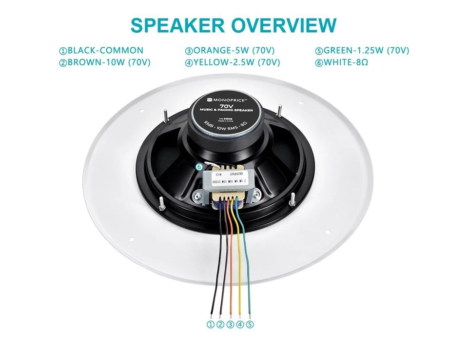 Altavoz PA Monoprice 70V 8 ohmios para paginación, música de fondo y notificación Foto 4 de 4