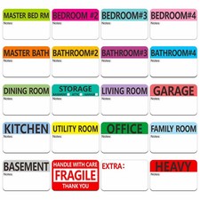 500 pcs 20 Designs Pre-Printed Color-Coded Home Moving Packing Box Labels wit...