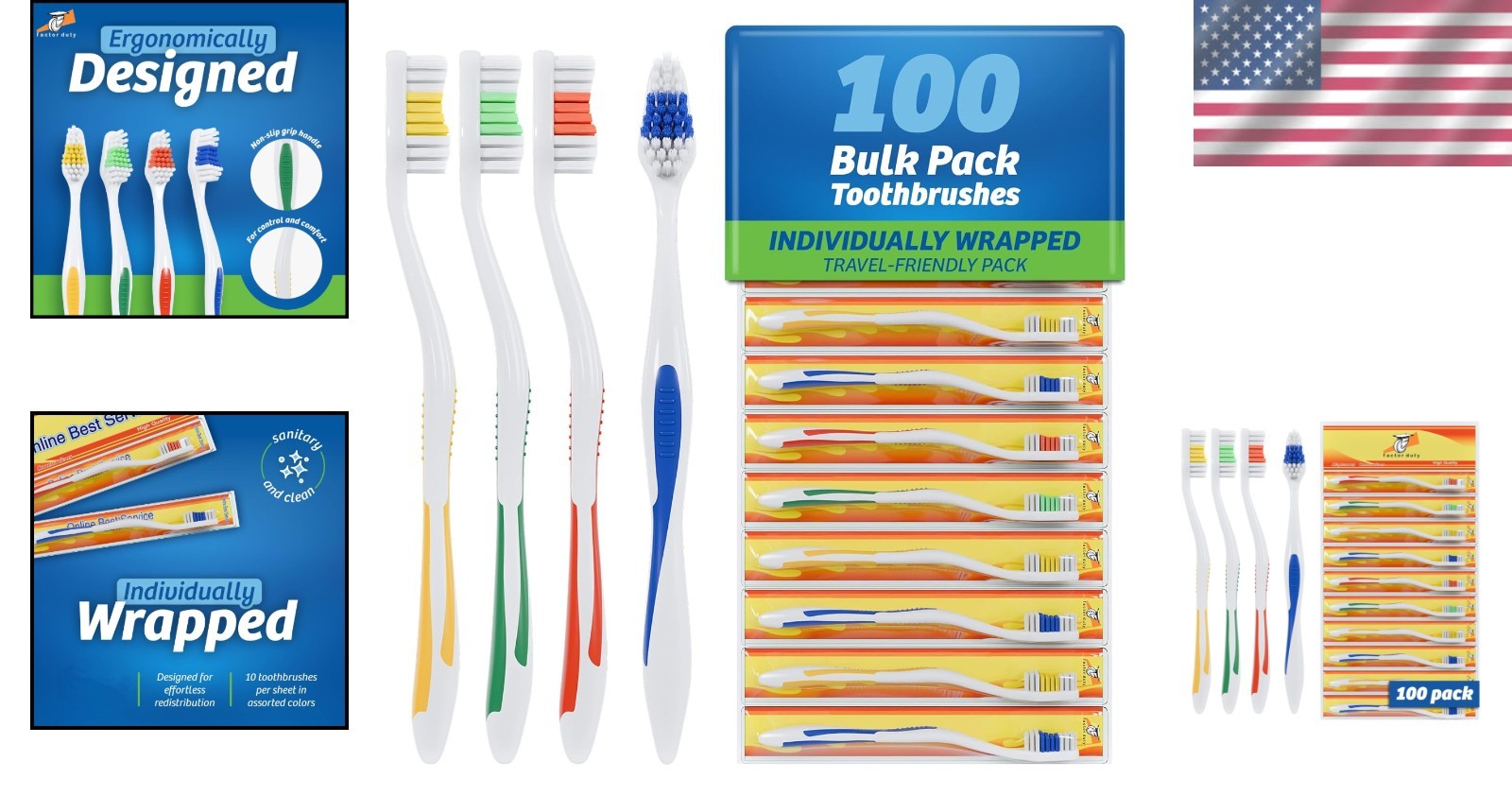 Travel-Ready 100-Pack Medium Soft Toothbrushes - Perfect for Active Lifestyles