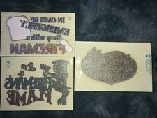 3 retro firemen iron-ons, tshirt transfers Firefighter fire dept fireman's flame