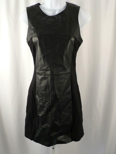 MY TRIBE Women's Black Leather Panel Sleeveless Dress Sz S - Picture 2 of 6