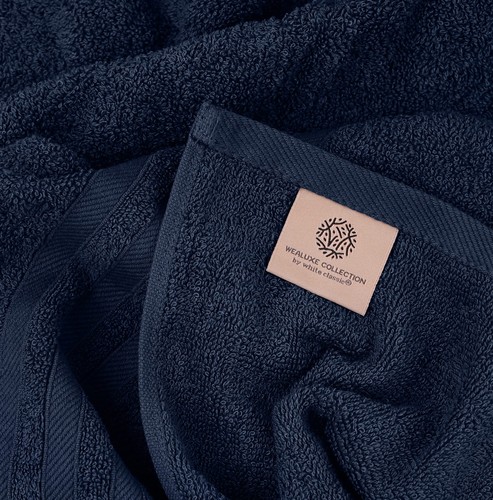 Bath Towel Set 12 Piece Wealuxe Collection Navy Soft & Plush 100% Cotton Highly - Picture 8 of 8