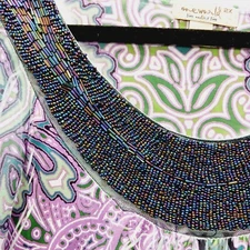 T-Shirt Size 2X Blue Purple Bead Paisley Boho Luxe Wearable Art Whimsycore Resor