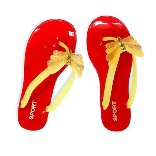 red rubber flip flops
