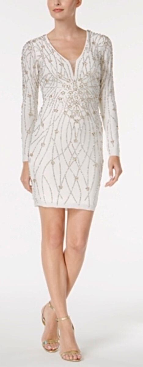 xscape beaded bodycon dress Xscape X Women's Beaded Bodycon Dress (6, Ivory Antique)