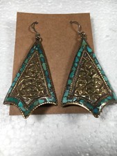Turquoise Boho Dangle Earrings Ear Hook.   R3-2 